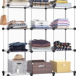 HOMIDEC Closet Organizer, 12-Cube Closet Organizers and Storage, Portable Cube Storage Organizer, Closet Shelves for Kids, Closet, Bedroom, Bathroom,