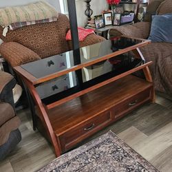 Glass and wood Tv Stand
