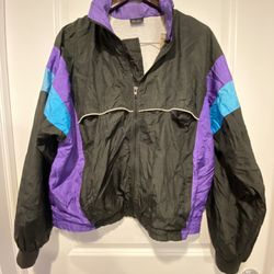 Vintage Purple and black windbreaker jumpsuit  #retro