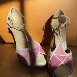 ROGER VIVIER 4.5” heel sandal with a slight platform on the front