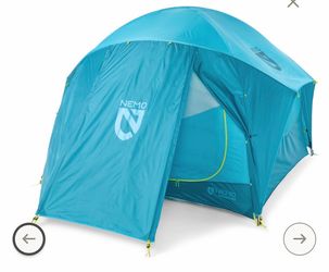 Selling my NEMO Aurora Highrise 4P tent — only used twice, in like-new condition. All poles, stakes, rainfly, and original duffel bag included.