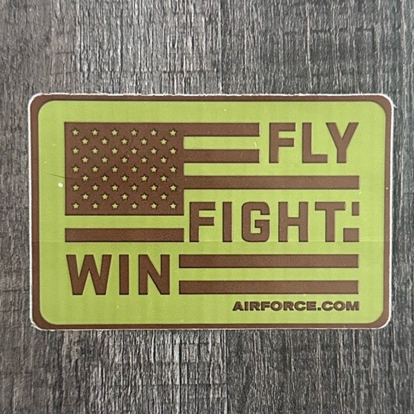 New Subdued American Flag FLY FIGHT WIN Patch USAF Military Vinyl Sticker