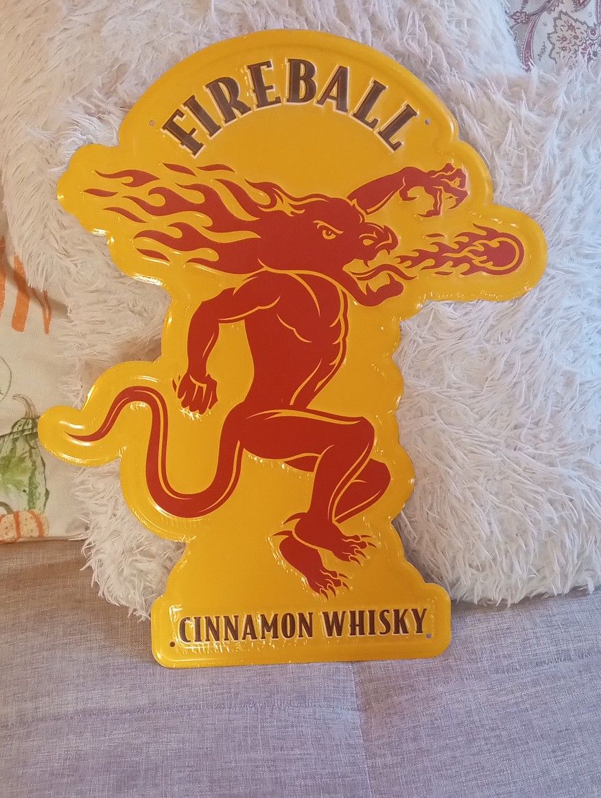 Large Metal Fireball Sign