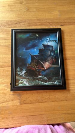 Framed Peter Pan With Hook Fighting On ship 