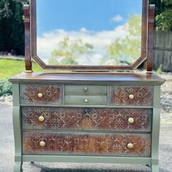 Custom Refinished Vintage Dresser With Mirror 