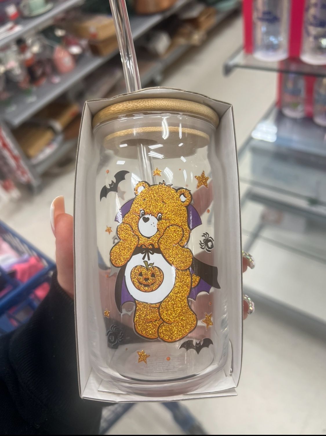 glass carebear cup