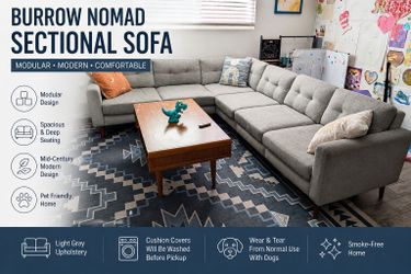 Burrow Nomad Sectional Sofa – Light Gray – Modular