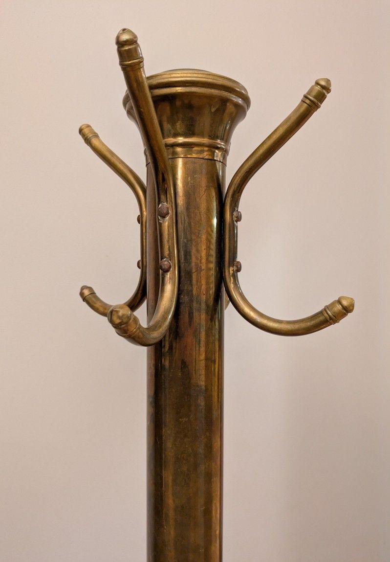Vintage Brass Coat Rack/Hall Tree Mid Century 1930s-50s