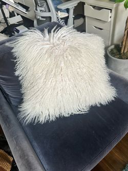 Jonathan Adler white fur pillow