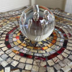 Cool Clear Glass Paperweight With Bubbles Inside