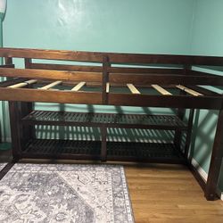 Twin Solid Wood Loft Bed with Shelves