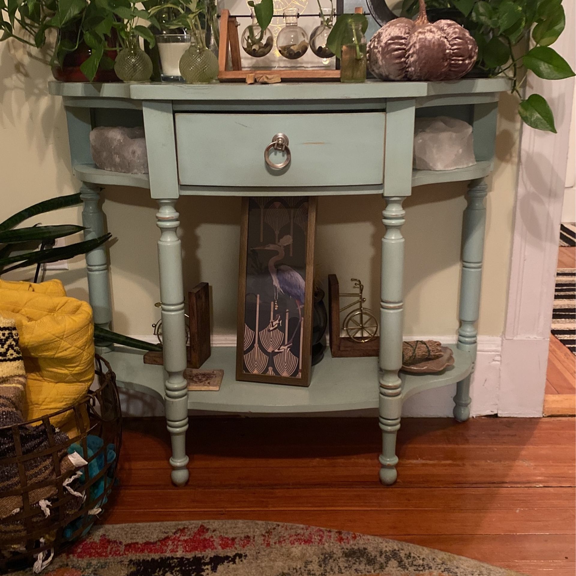 Aqua Blue Side Table w/ Drawer