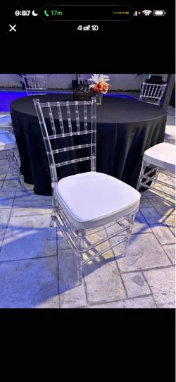 Clear Acrylic Chiavari Chair with White Cushion