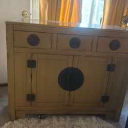 Beautiful Antique MCM Sideboard Buffet Cabinet In Solid Wood