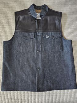 Torque Motorcycle Co. Leather And Denim Vest