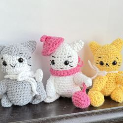 Handmade Amigurumi Cat Trio – Crochet Plush Set (3 pcs) 