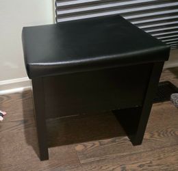 Black Faux Leather Storage Ottoman Makeup Bench (2 AVAILABLE)