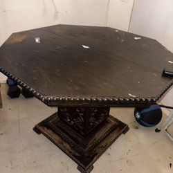 Octagon Antique Wood Table