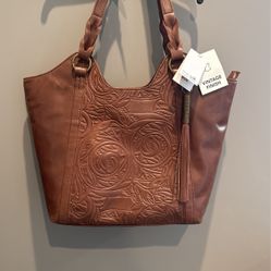 The Sak 100% Genuine Leather Tote Handbag Purse Beautiful Vintage Finish