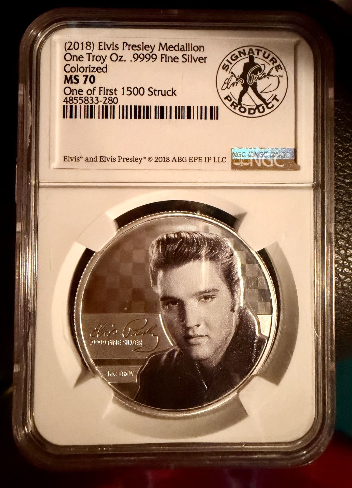 (2018) Elvis Presley Medallion One Troy Oz..9999 Fine Silver