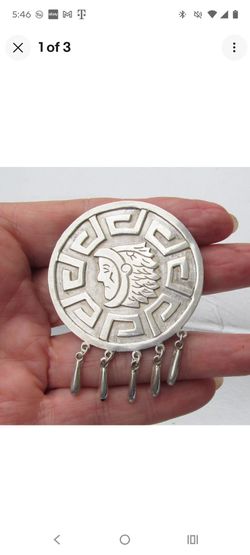 Large Aztec Warrior  Sterling Silver Booch
