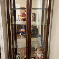 Wooden Glass Cabinet w/Light