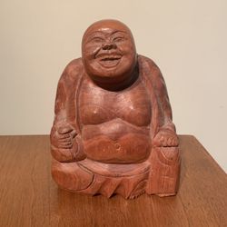Vintage Wooden Curved Buddha Statue 