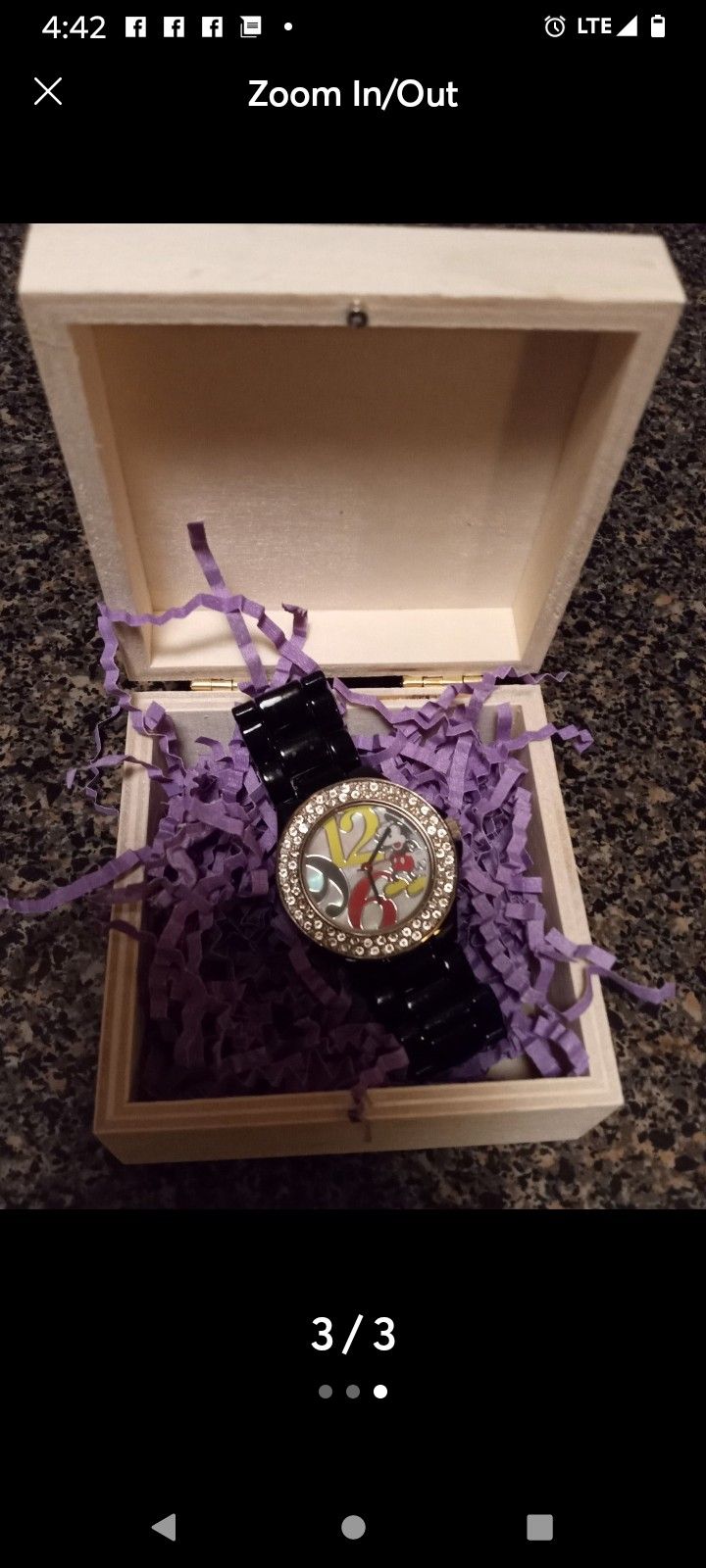 MICKEY MOUSE WATCH--BLACK--RHINESTONE ACCENT AROUND THE DIAL