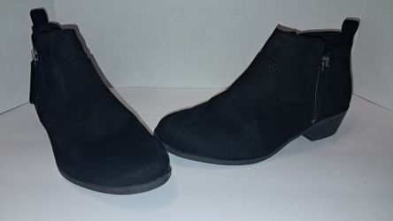 Black Suede Ankle Boots with Side Zip
