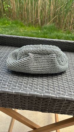 Summer Silver Crochet Metallic Clutch Bag