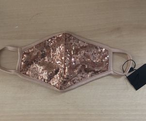 NEW ROSE GOLD SEQUIN FASHION FACE MASK LOOKS VERY STYLISH GREAT FOR FORMAL WEAR