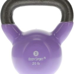 Body Sport 20 LB Kettlebell Cast Iron with Colored Vinyl Coating