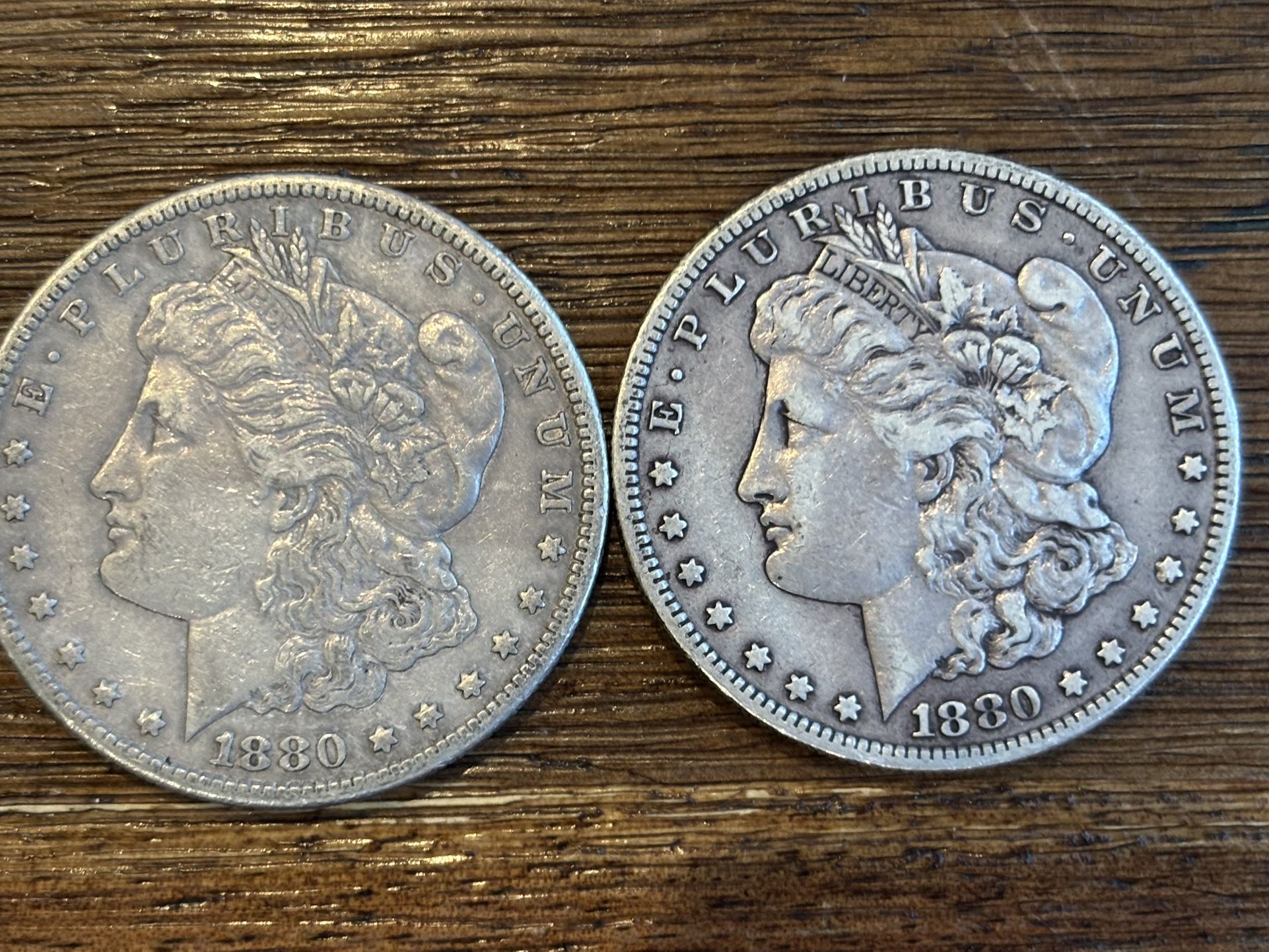 1880-S Morgan Silver Dollars – 90% Silver – $150 for the Pair