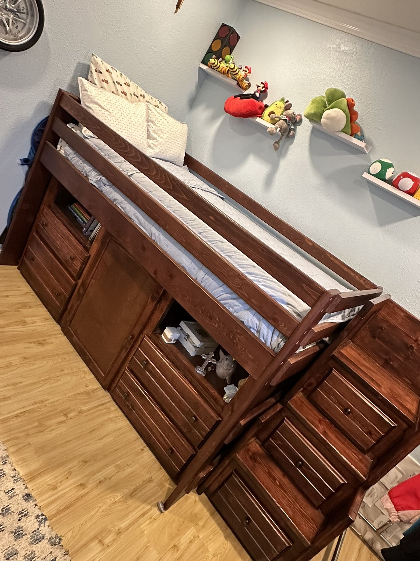 Twin Bed Wood With Storage