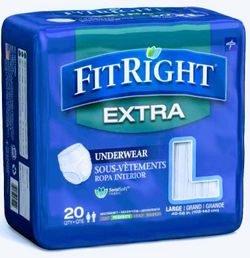 Adult FitRight Extra Underwear Briefs Unisex Size L
