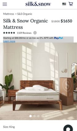 Silk & Snow Organic Mattress King New $1800