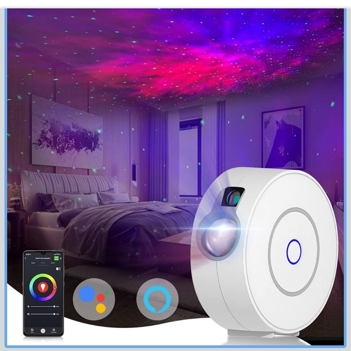 CHIGIH Smart Galaxy Projector, LED Starry Sky Night Light Star Projector, Nebula Ceiling Night Light App & Voice Controlled for Gaming Room, Bedroom, 