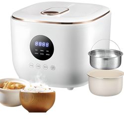 Mini Rice Cooker, 3L Low Sugar Rice Cooker with Stainless Steel Steamer Basket & Nonstick Inner Pot, 5 Cooking Modes & 24h Appointment, Multicooker fo