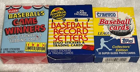 3 VINTAGE BASEBALL SETS NEW NEVER OPENED