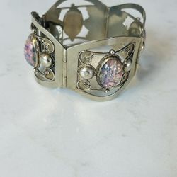 Vintage Sterling Opal Bracelet 