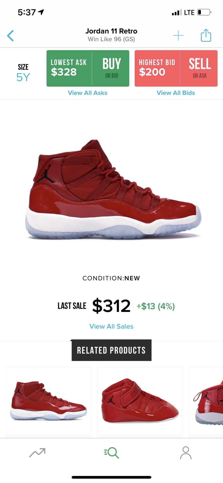 Jordan 11 Win Like 96 GS (Size 5y)