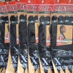 SIX PACKS of "X~PRESSION" Brand 4X PRE~STRETCHED 38 inch HAIR [African Collection] ..... COLOR is 1B