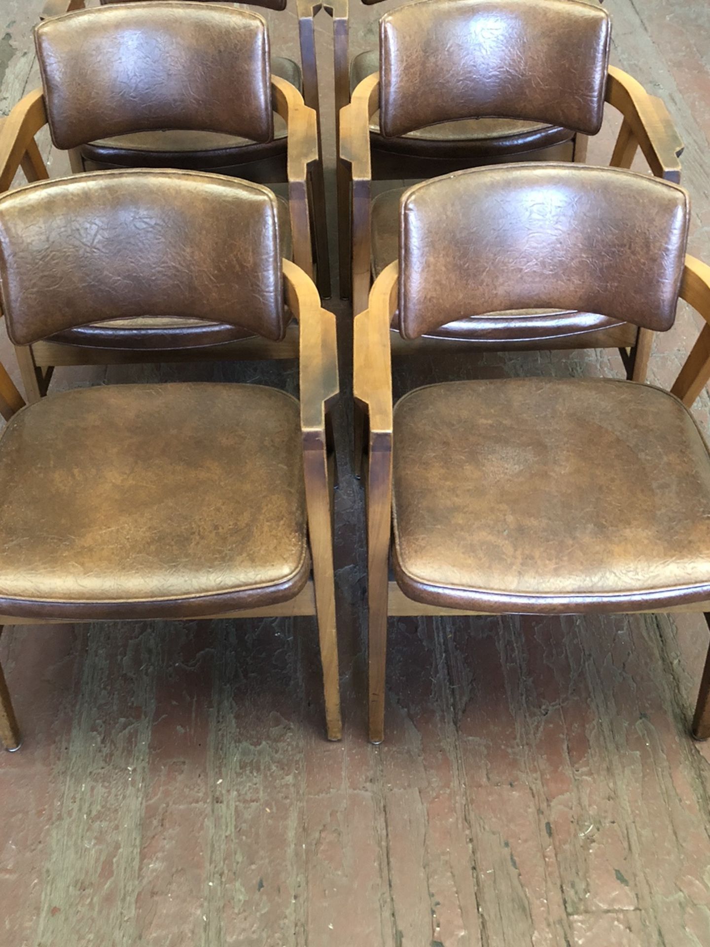 Six WH Gunlocke Solid Walnut Mid-Century Chairs