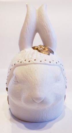 Porcelain Bisque Tibetan Rabbit Bunny Statue