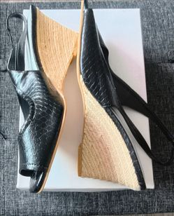JCP East5th April Black Snake Peep Toe Wedge
