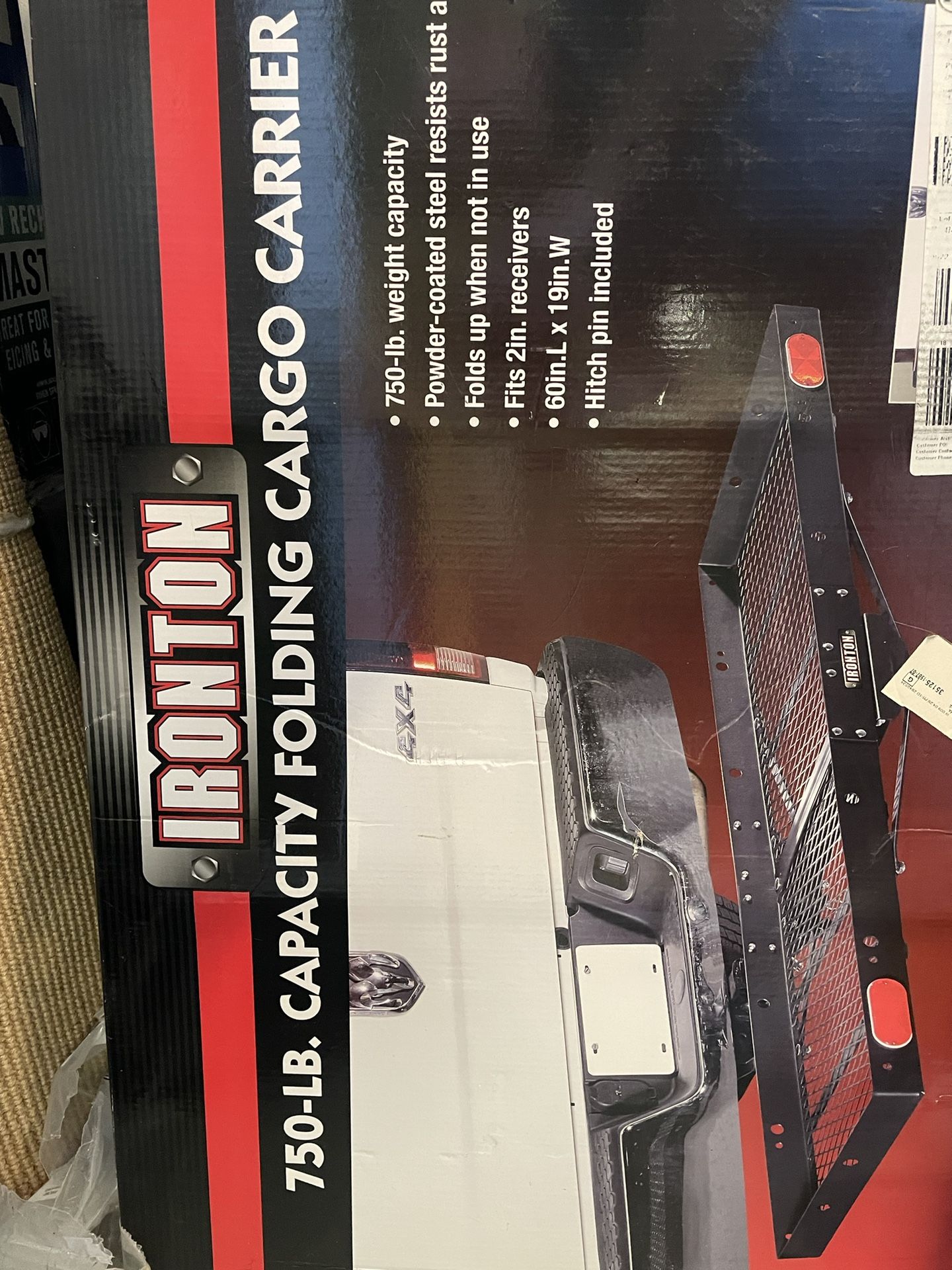 Steel Folding Hitch Cargo Carrier - 750 Lb Capacity