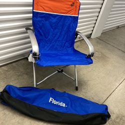 Florida Gator’s Quad Chair With Carry Bag - Oversized Collapsible Chair With Dual Cup holders And Webbed Storage Compartment On Back
