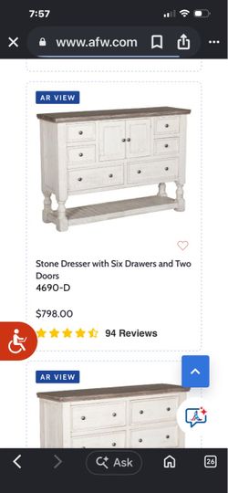 Stone Dresser with Six Drawers and Two Doors