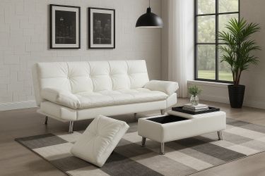 White SOFA BED & OTTOMAN 🔥 NEW IN BOX!!!