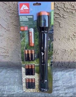 Ozark Trail 2600 Lumen LED Hybrid Power Flashlight with Alkaline Batteries and Rechargeable Battery
